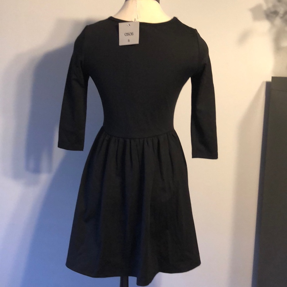ASOS Women Sm Black 3/4 Sleeve Dress - Picture 3 of 4